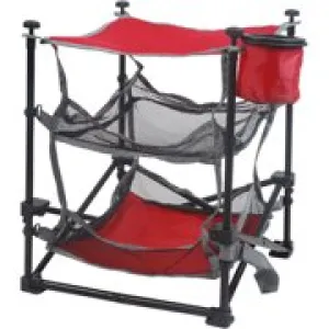 Ozark Trail Three Shelf Folding End Table with Cup Holder, Red