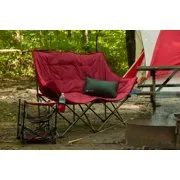 Ozark Trail Three Shelf Folding End Table with Cup Holder, Red