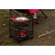 Ozark Trail Three Shelf Folding End Table with Cup Holder, Red