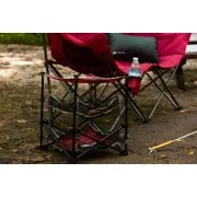 Ozark Trail Three Shelf Folding End Table with Cup Holder, Red