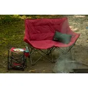 Ozark Trail Three Shelf Folding End Table with Cup Holder, Red