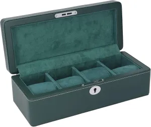 Ozgkeeart4h9qcvg 4 Slot Watch Box Organiser with Key Microfiber Leather Green Exquisite Watch Display Storage Box Most Mechanical Watches