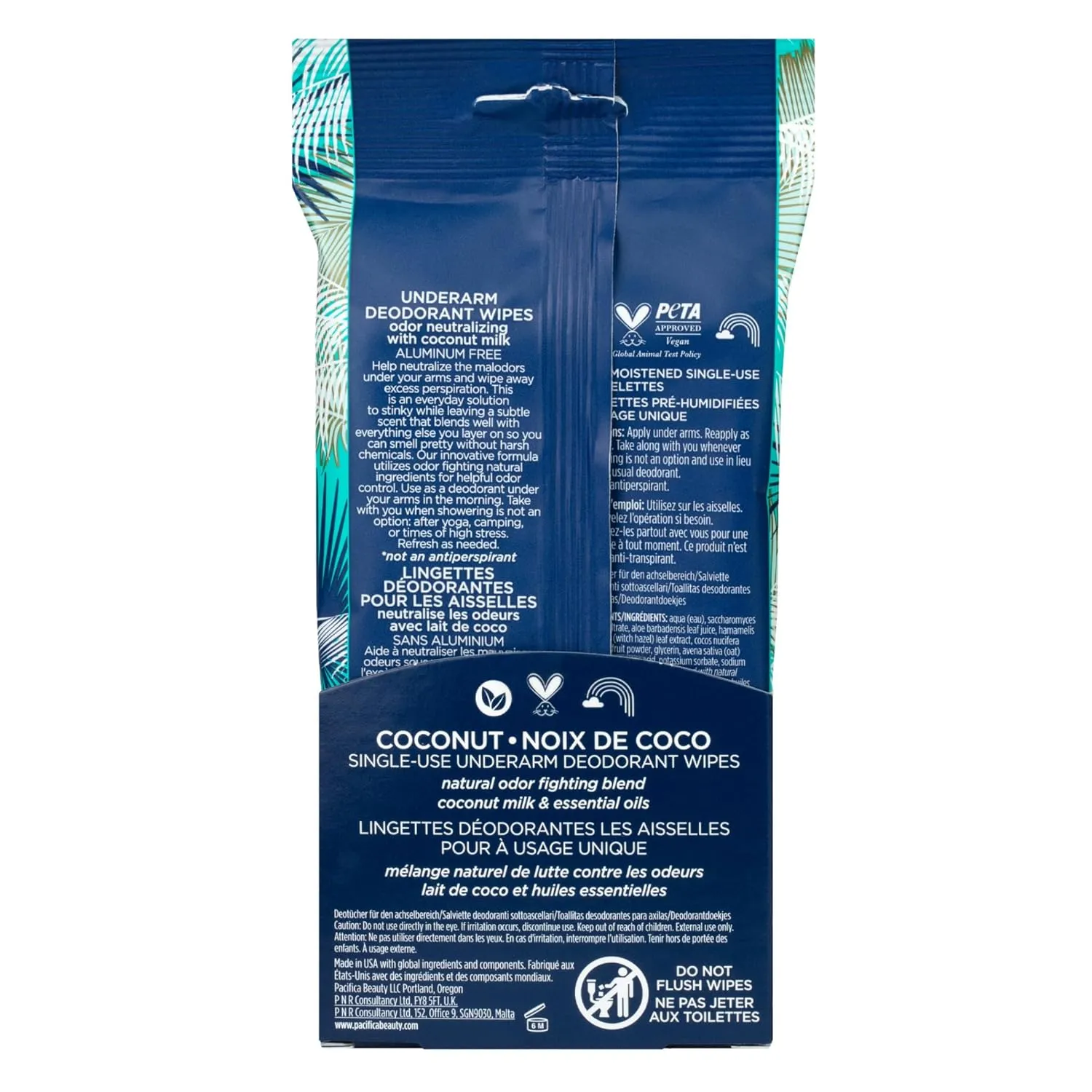 Pacifica Beauty Coconut Milk & Essential Oils Underarm Deodorant Wipes, Helps Remove Odor, Aluminum-Free, Vegan & Cruelty-Free, 30 Wipes (2-Pack)