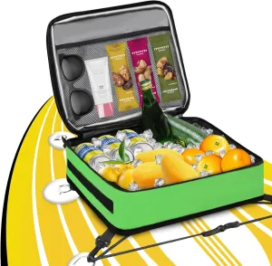 Paddle Board Cooler Bag, Insulated Deck Bag with Mesh Zipper Pocket & 4 Securing Clip Straps, Waterproof 10 Can Cooler for Paddle Board, SUP, Kayak