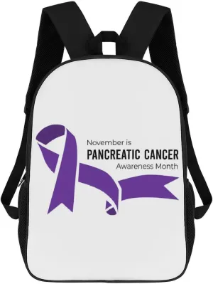 Pancreatic Cancer Awareness Backpack for Worker Business Hiking Travel Bag Shoulders Bag