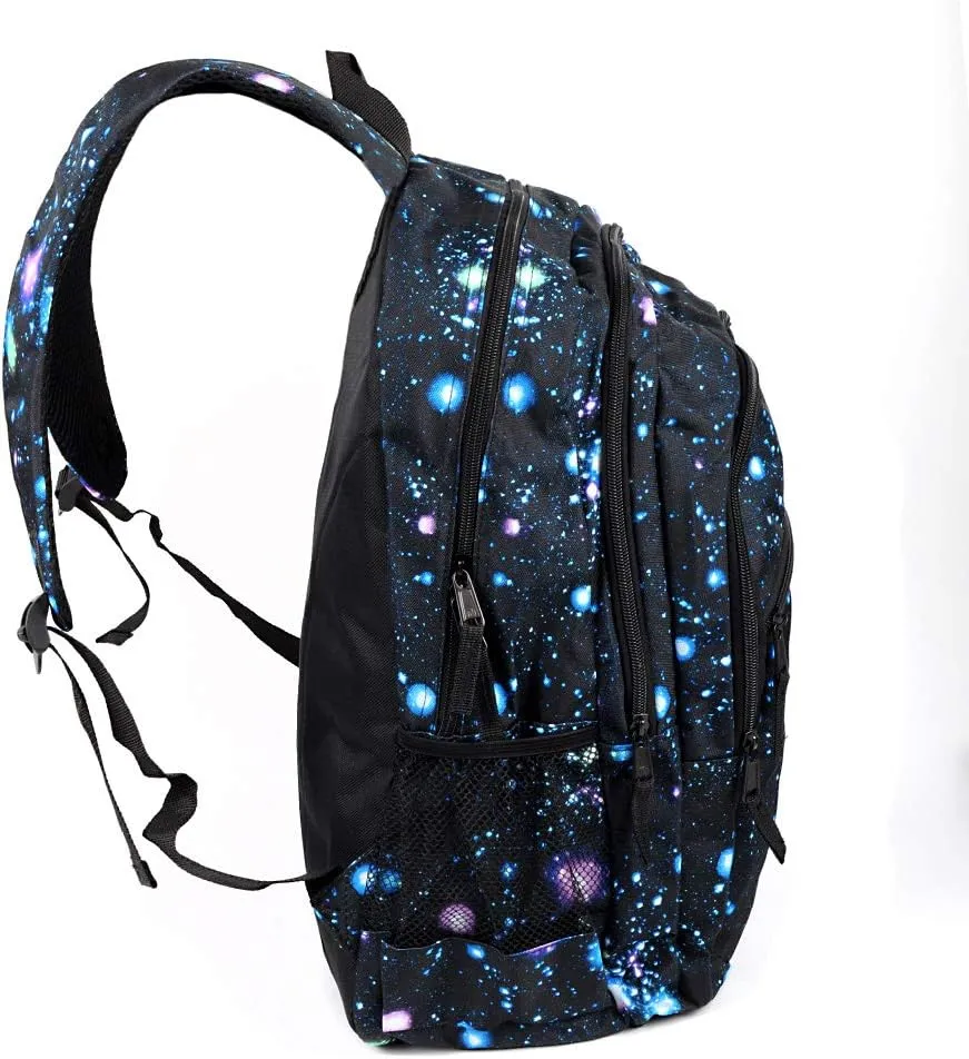 Parquet Novelty Travel Backpack For Outdoors, Luggage, Laptops Knapsack - Sports Bookbag For Adults and Teens, Cosmos, (Black)