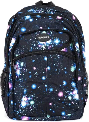 Parquet Novelty Travel Backpack For Outdoors, Luggage, Laptops Knapsack - Sports Bookbag For Adults and Teens, Cosmos, (Black)