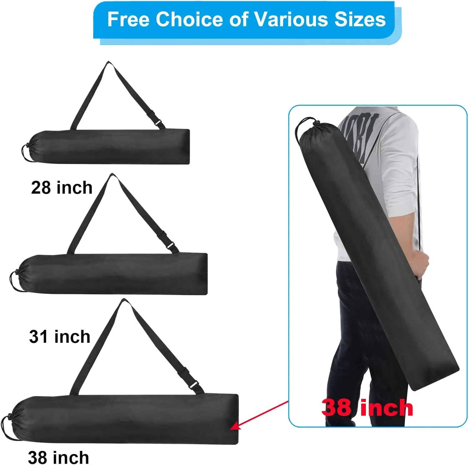 PATIKIL 38x8 Inch Camp Chair Replacement Bag, 2 Pack Nylon Folding Camping Chair Carry Bag Tripod Case Bag with Handle for Outdoor Camping, Black