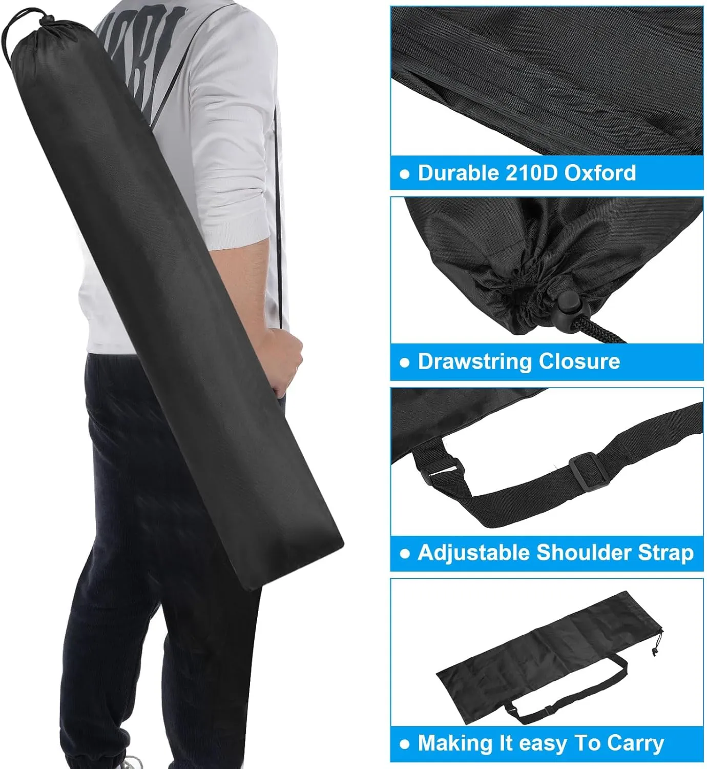PATIKIL 38x8 Inch Camp Chair Replacement Bag, 2 Pack Nylon Folding Camping Chair Carry Bag Tripod Case Bag with Handle for Outdoor Camping, Black