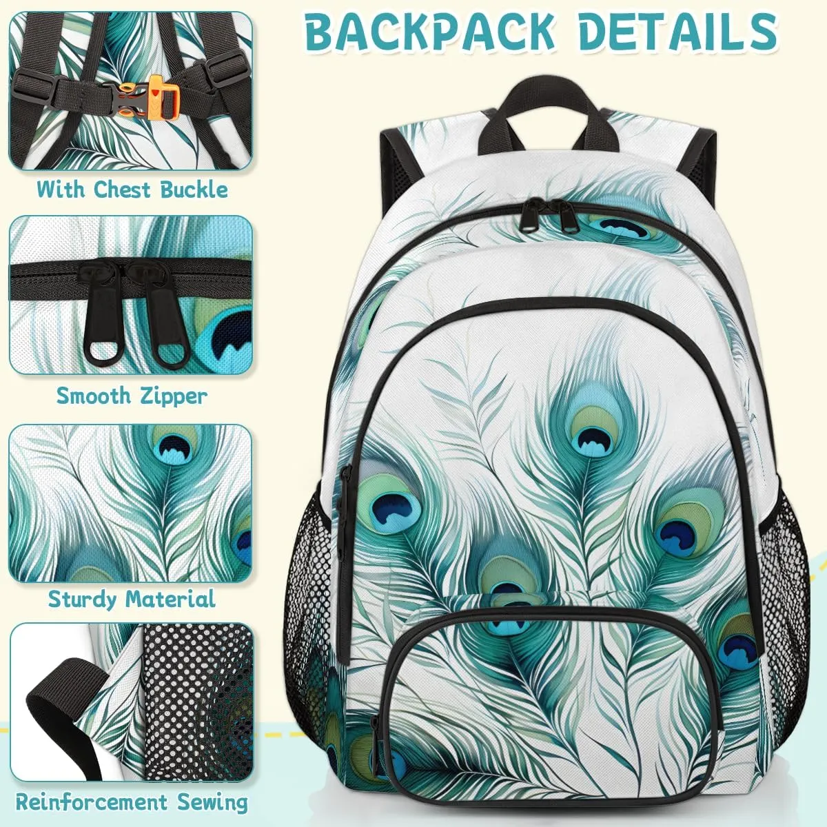 Peacock Carry on Travel Backpack for Women Men Water resistant Lightweight Rucksack Backpack for Weekender Casual Work Hiking Animal Peacock