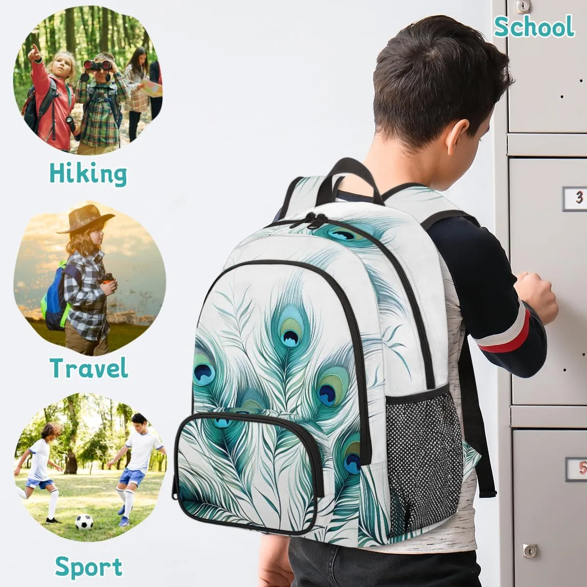 Peacock Carry on Travel Backpack for Women Men Water resistant Lightweight Rucksack Backpack for Weekender Casual Work Hiking Animal Peacock