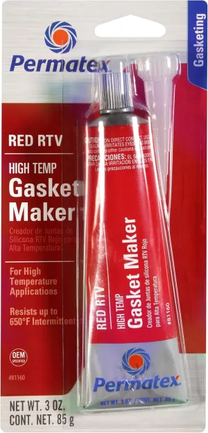 Permatex 81160-12PK High-Temp Red RTV Silicone Gasket, 3 oz. (Pack of 12)
