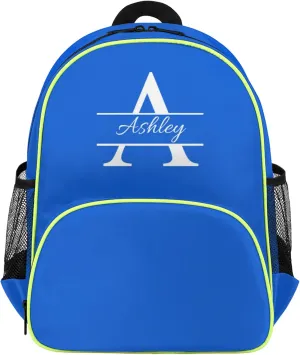 Personalized Backpack with Initial & Name Customized Shoulder Bag for Women Waterproof Travel Casual Daypack Gifts 14.2in, Royal Blue