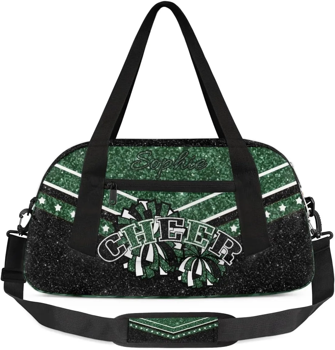 Personalized Cheer Bag for Girls, Custom Name Cheerleader Bag, SportS Gym Duffle for Women Dark Green