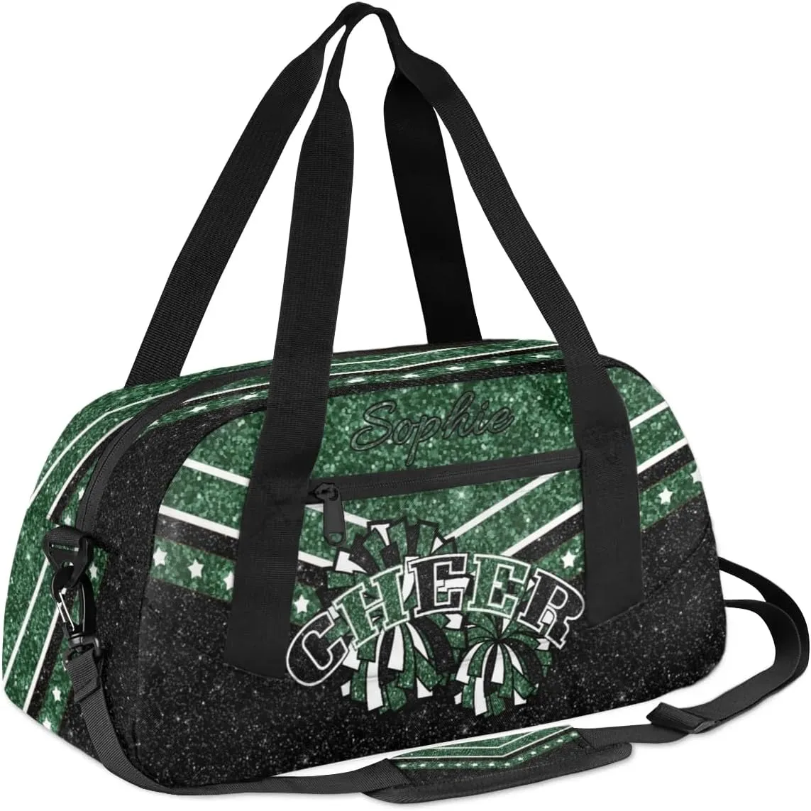 Personalized Cheer Bag for Girls, Custom Name Cheerleader Bag, SportS Gym Duffle for Women Dark Green
