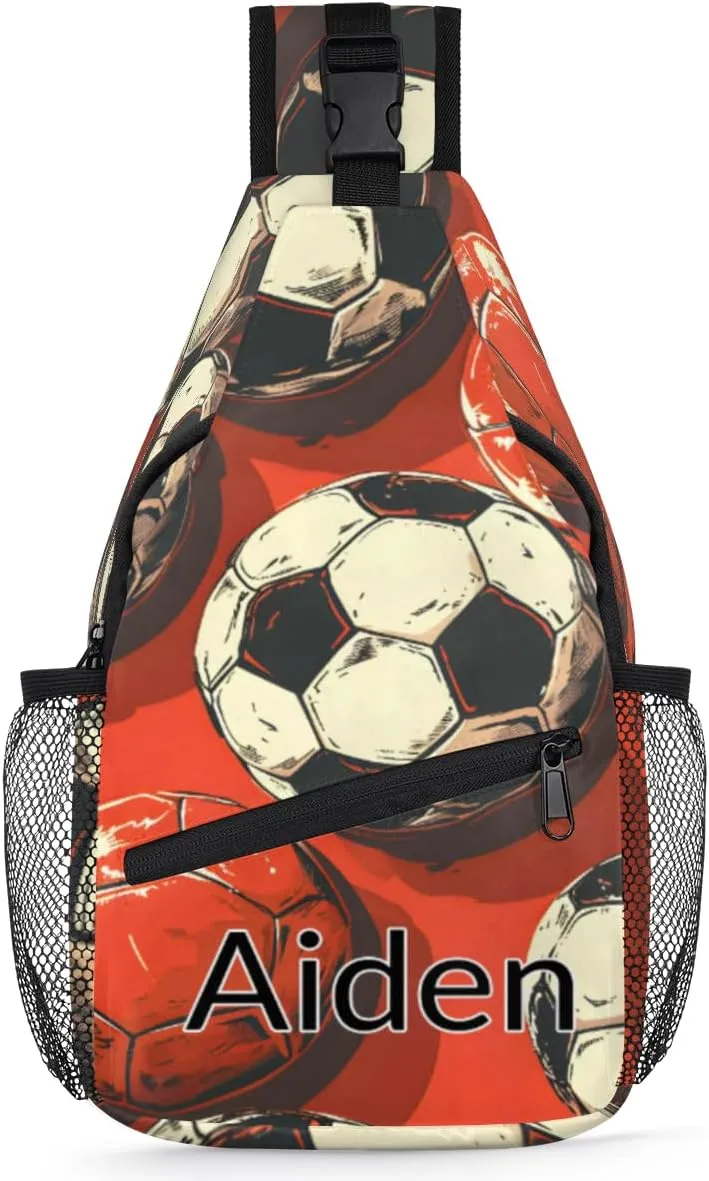 Personalized Custom Sling Bag Sling Backpack for Women, Travel Hiking Daypack Crossbody Shoulder Bag for Hiking Travel, Football Art