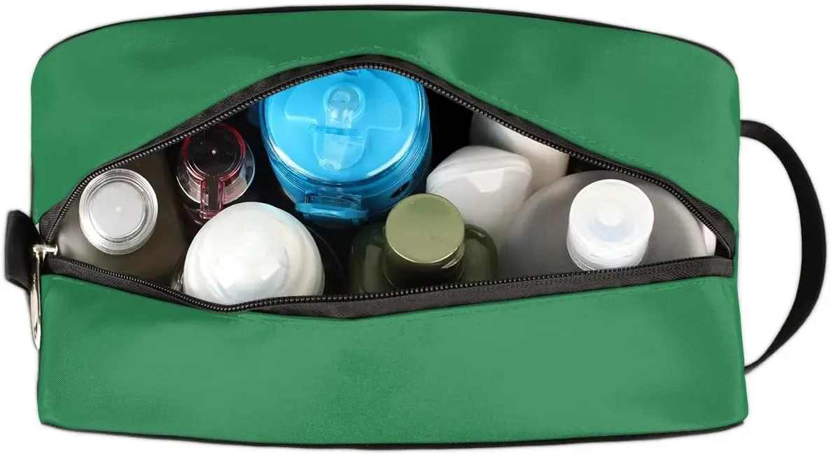 Personalized Floral Monogrammed Toiletry Bags for Women Custom Initial Letter Waterproof Cosmetic Makeup Bags Storage Bags with Handle for Bathroom Travel Work, Green