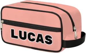 Personalized Toiletry Bag for Women Custom Name Waterproof Cosmetic Makeup Bag Shaving Bag for Men Bathroom Travel Storage Bags with Handle for Work, Brown