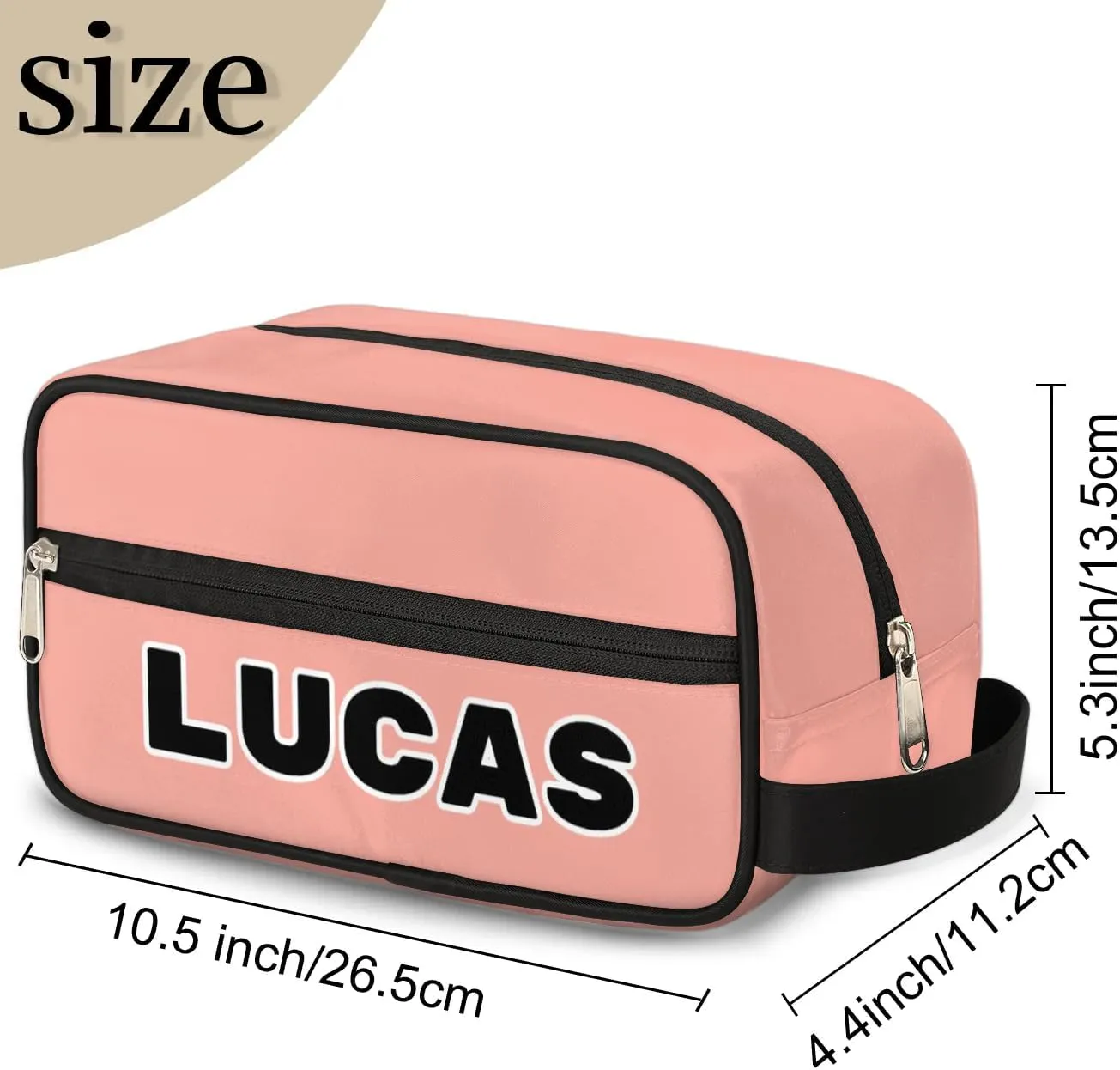 Personalized Toiletry Bag for Women Custom Name Waterproof Cosmetic Makeup Bag Shaving Bag for Men Bathroom Travel Storage Bags with Handle for Work, Brown