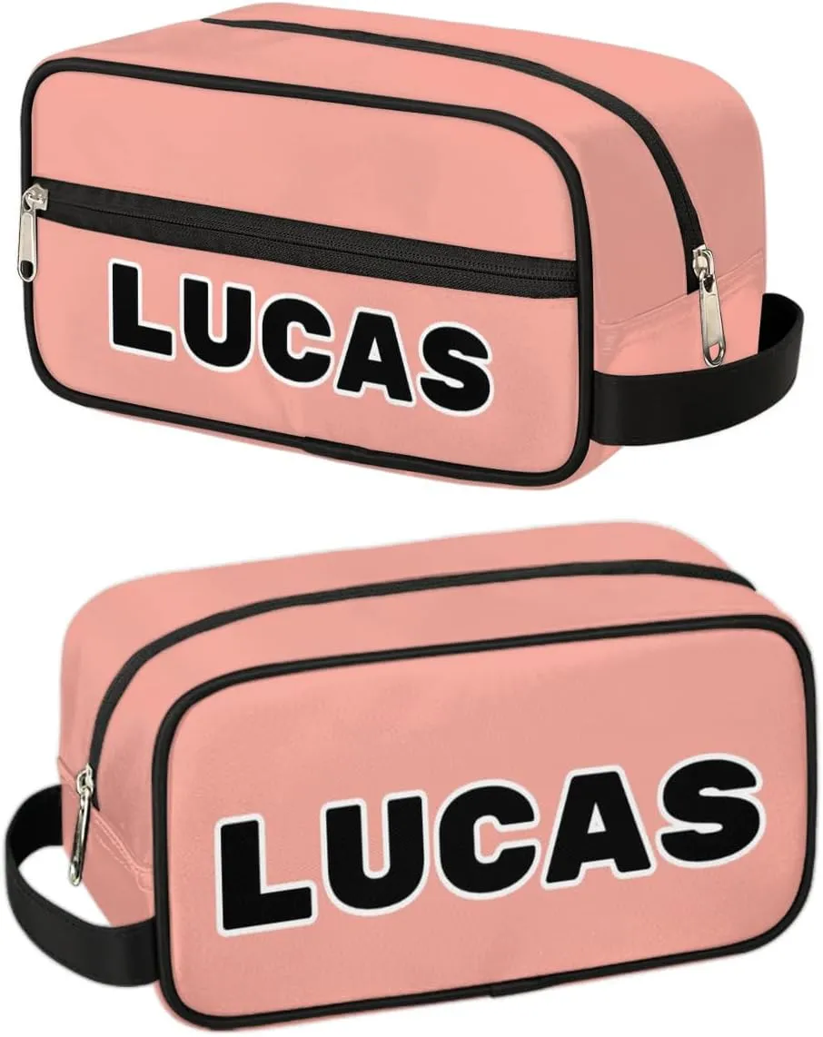 Personalized Toiletry Bag for Women Custom Name Waterproof Cosmetic Makeup Bag Shaving Bag for Men Bathroom Travel Storage Bags with Handle for Work, Brown