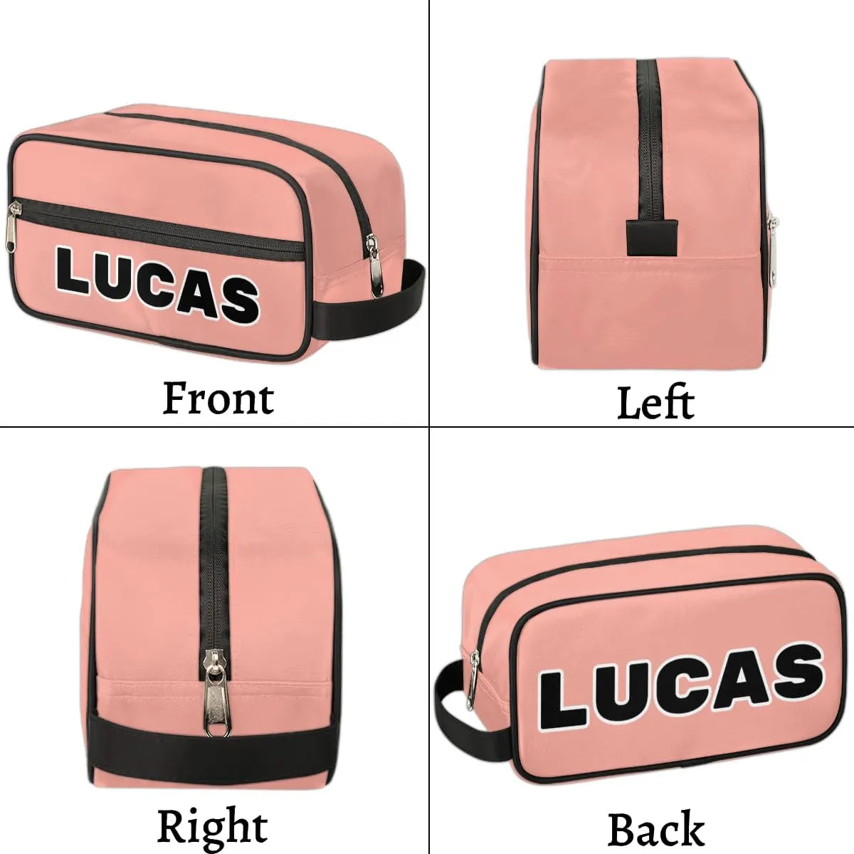 Personalized Toiletry Bag for Women Custom Name Waterproof Cosmetic Makeup Bag Shaving Bag for Men Bathroom Travel Storage Bags with Handle for Work, Brown