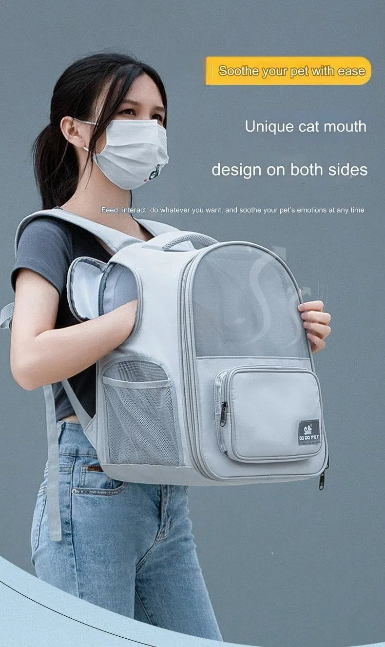 Pet Backpack, Expandable Pet Dog Backpack, Dog Backpack for Cats, Puppies and Puppies, Suitable for Travel, Hiking and Outdoor Use(Gray)