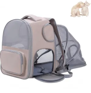 Pet Backpack, Expandable Pet Dog Backpack, Dog Backpack for Cats, Puppies and Puppies, Suitable for Travel, Hiking and Outdoor Use(Gray)