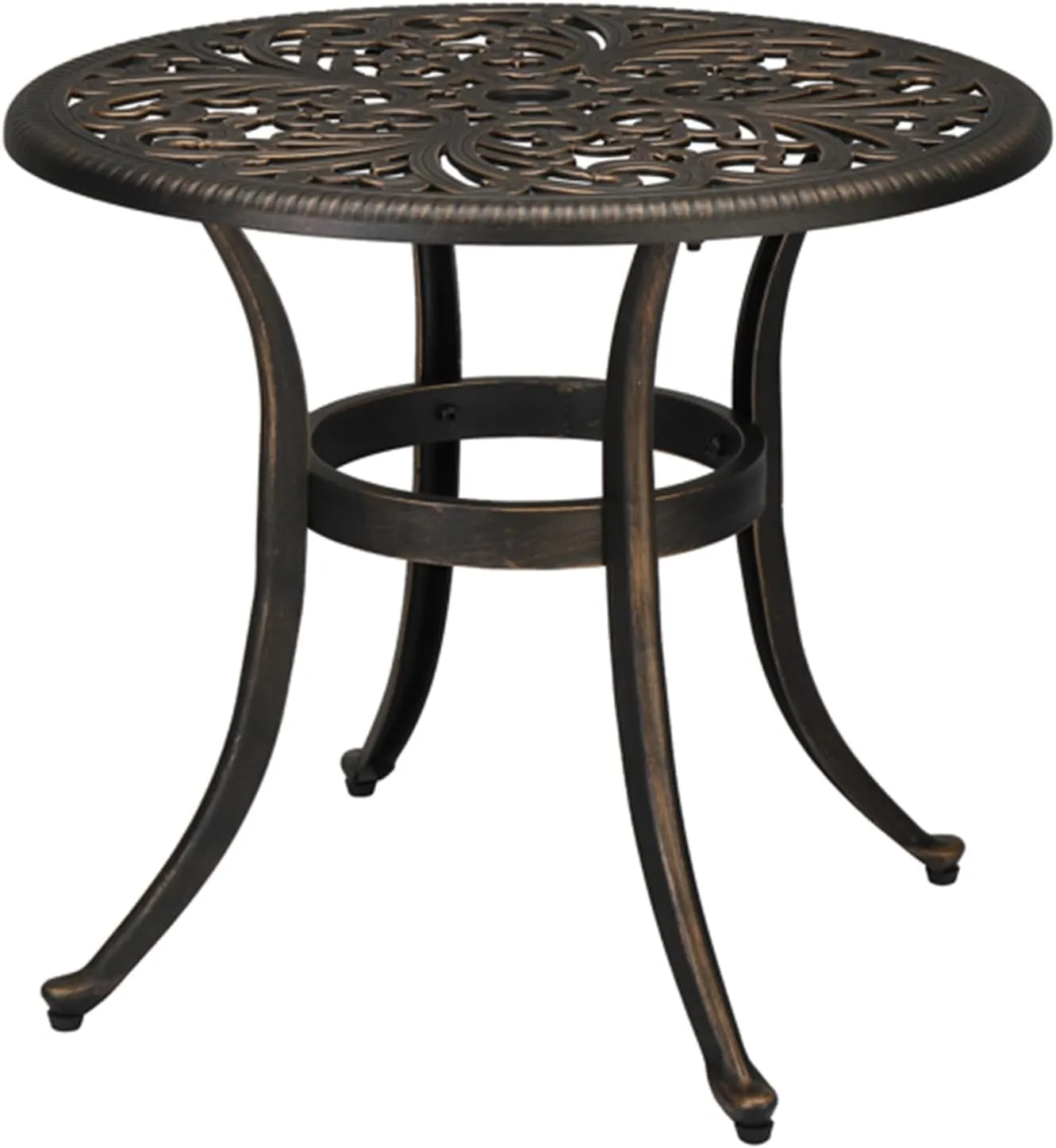 Phoenix Table Round Garden cast Aluminum Table Bronze Sun-Proof Rust-Free Table Garden Balcony Table Light Luxury Simple Outdoor Table Metal Table Villa Garden Terrace Table 23.6inch
