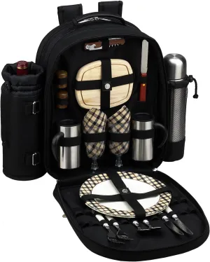 Picnic at Ascot Original Equipped 2 Person Picnic Backpack with Coffee Service, Cooler & Insulated Wine Holder - Designed & Assembled in the USA