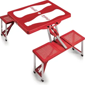 Picnic TIME Coca-Cola Folding Picnic Table, Camping Table, Outdoor Table with Umbrella Hole
