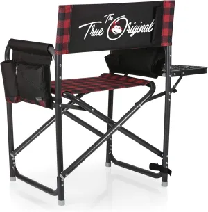 PICNIC TIME Disney Mickey Mouse Outdoor Directors Chair with Side Table, Beach Chair for Adults, Camping Chair with Table, (Red & Black Buffalo Plaid Pattern)