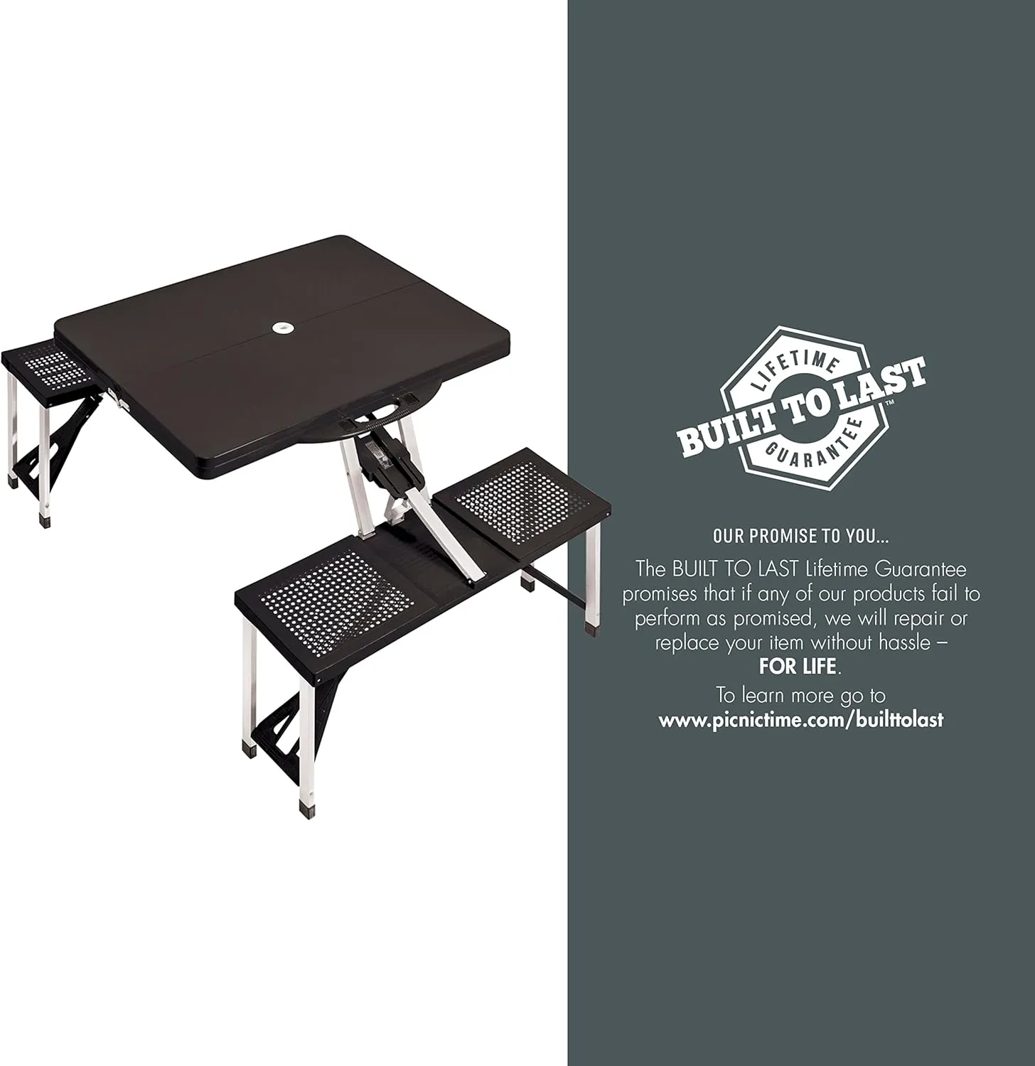 PICNIC TIME Folding Picnic Table, Camping Table, Outdoor Table with Umbrella Hole