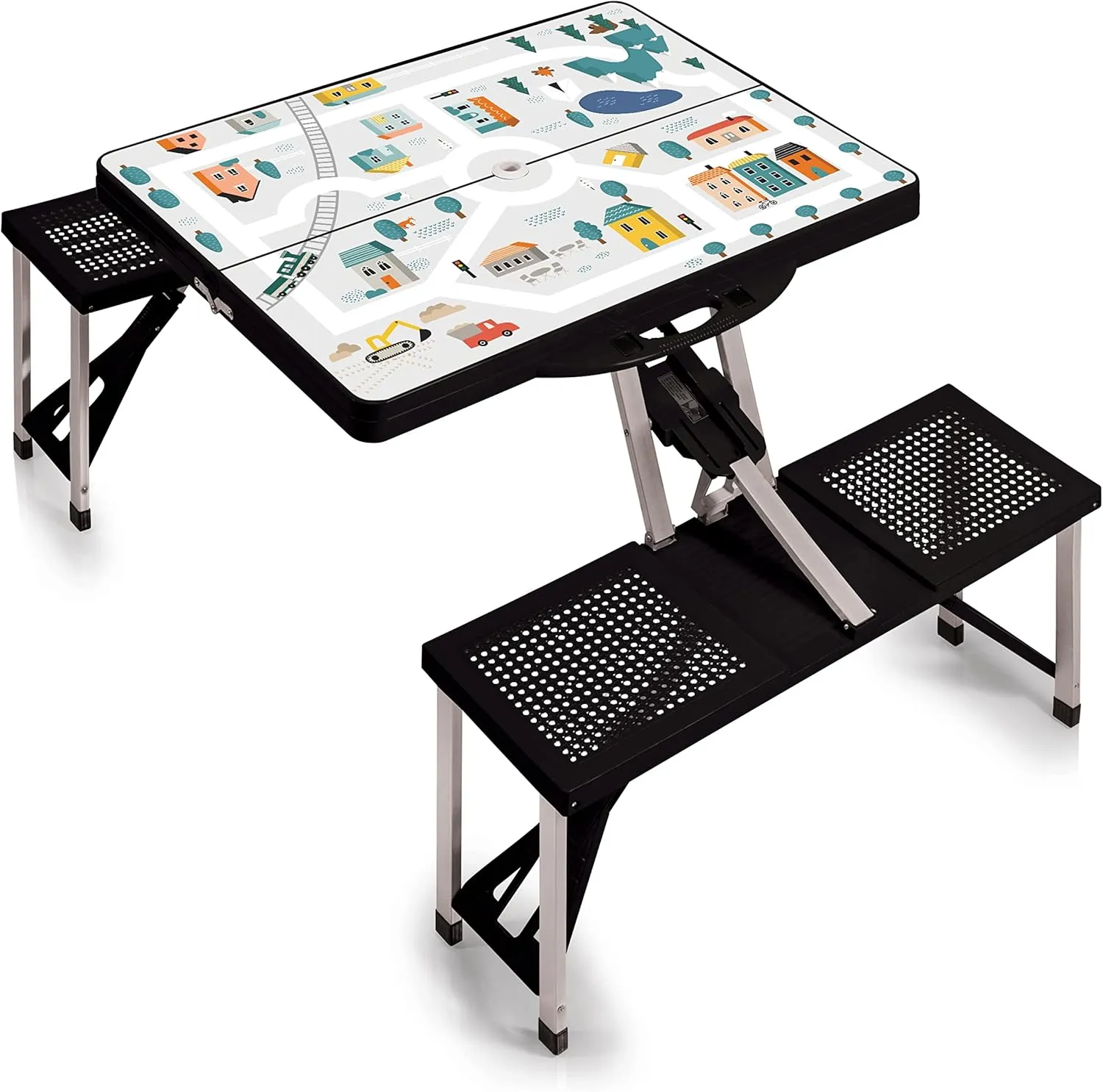 PICNIC TIME Folding Picnic Table, Camping Table, Outdoor Table with Umbrella Hole