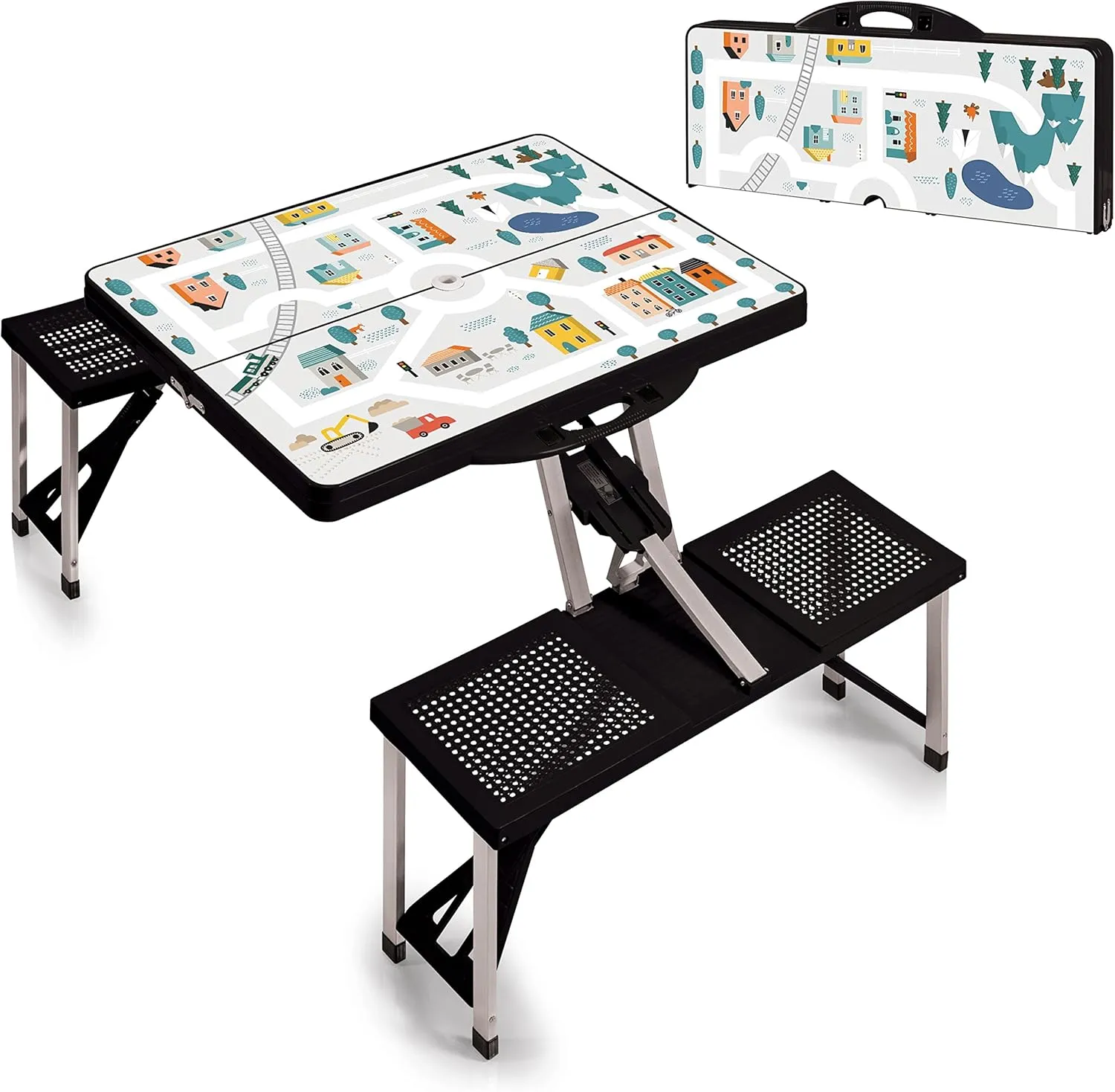 PICNIC TIME Folding Picnic Table, Camping Table, Outdoor Table with Umbrella Hole