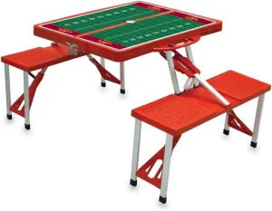 PICNIC TIME NCAA Iowa State Cyclones Football Field Folding Picnic Table - Camping Table - Outdoor Table with Umbrella Hole, (Red)