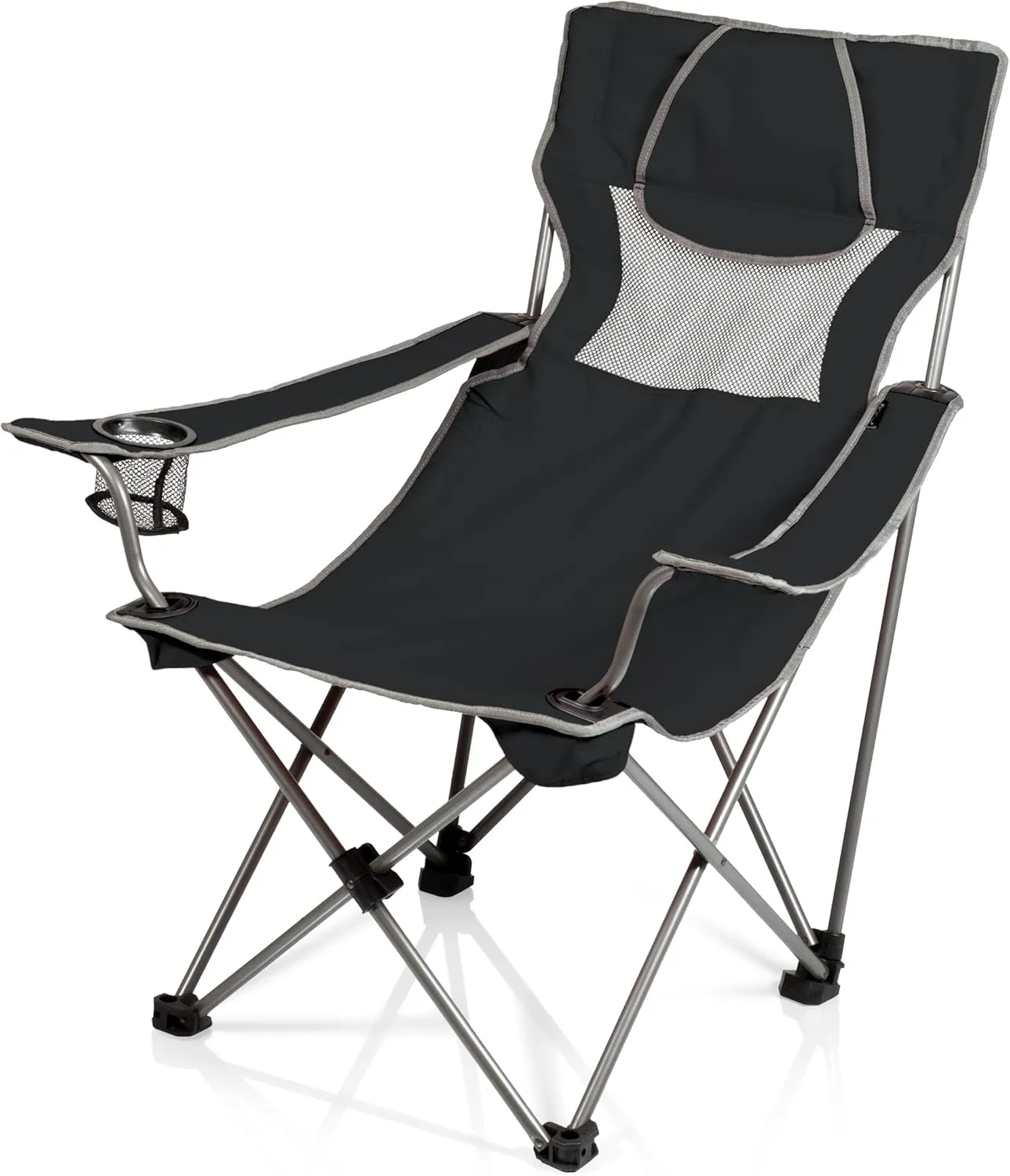 PICNIC TIME NCAA Oklahoma State Cowboys Campsite Camping Chair, Picnic Chair, Outdoor Folding Chair with Carry Bag, Beach Chair, (Black with Gray Accents)