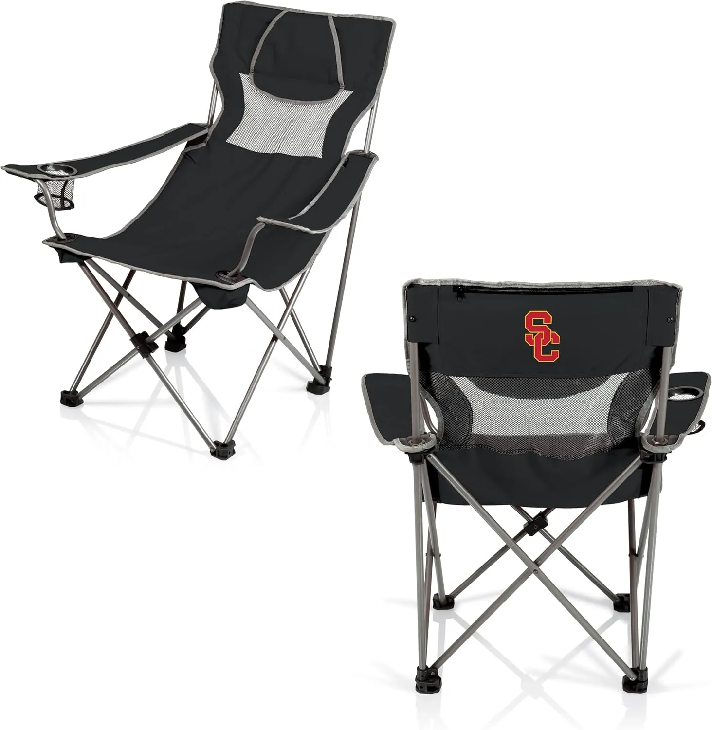 PICNIC TIME NCAA Oklahoma State Cowboys Campsite Camping Chair, Picnic Chair, Outdoor Folding Chair with Carry Bag, Beach Chair, (Black with Gray Accents)