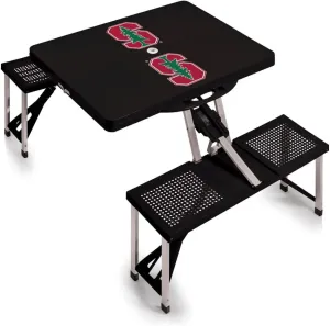 PICNIC TIME NCAA Stanford Cardinal Folding Picnic Table - Camping Table - Outdoor Table with Umbrella Hole, (Black)