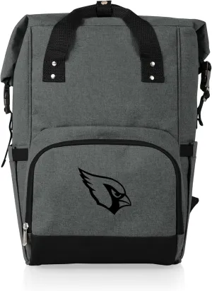 PICNIC TIME NFL Arizona Cardinals OTG Roll-Top Cooler Backpack - Hiking Backpack Cooler - Soft Cooler Bag, (Heathered Gray)