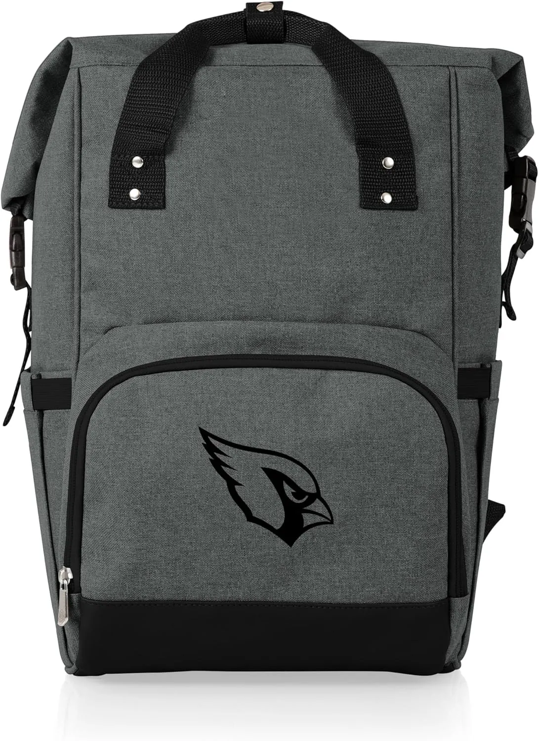PICNIC TIME NFL Arizona Cardinals OTG Roll-Top Cooler Backpack - Hiking Backpack Cooler - Soft Cooler Bag, (Heathered Gray)