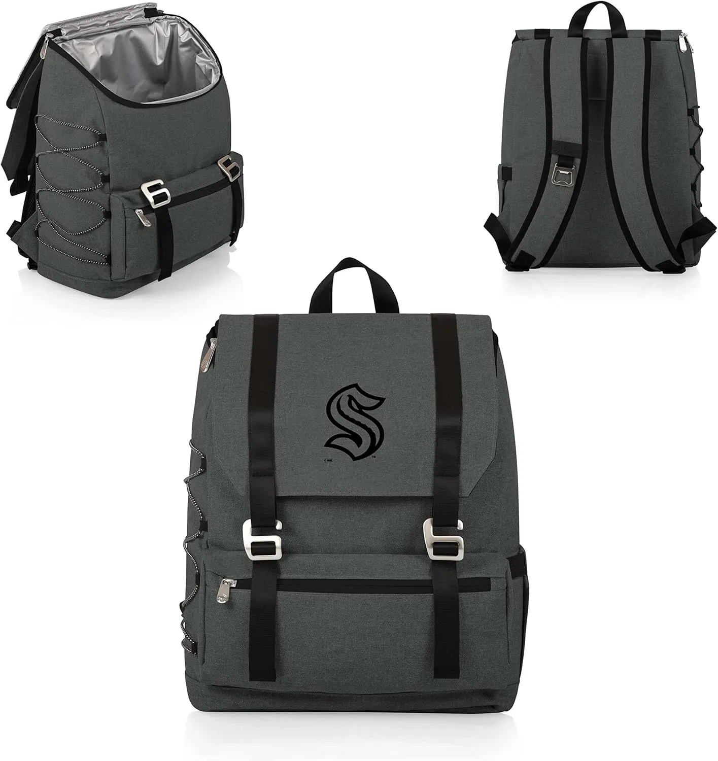 PICNIC TIME NHL Seattle Kraken OTG Traverse Backpack Cooler, Soft Cooler Backpack, Hiking Backpack, (Heathered Gray)
