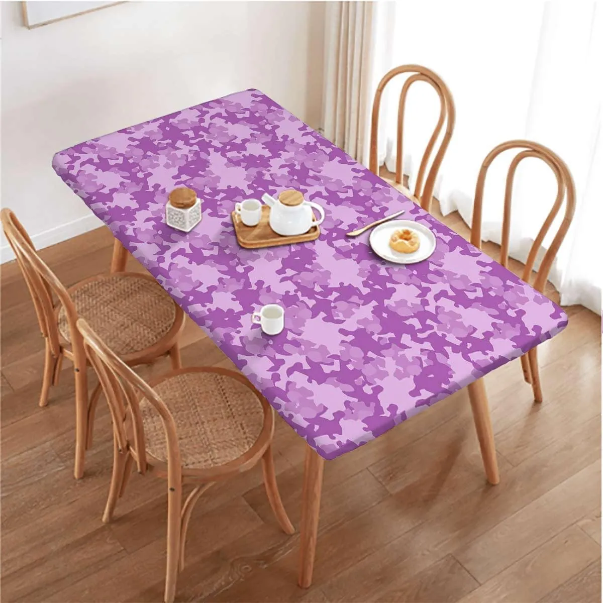 Pink Magenta Hot Pink Grey Folding Table Cover Camo Pattern Rectangle Table Cover for Outdoor Picnic Camping Parties Abstract Texture Fits up 4 Foot Tables