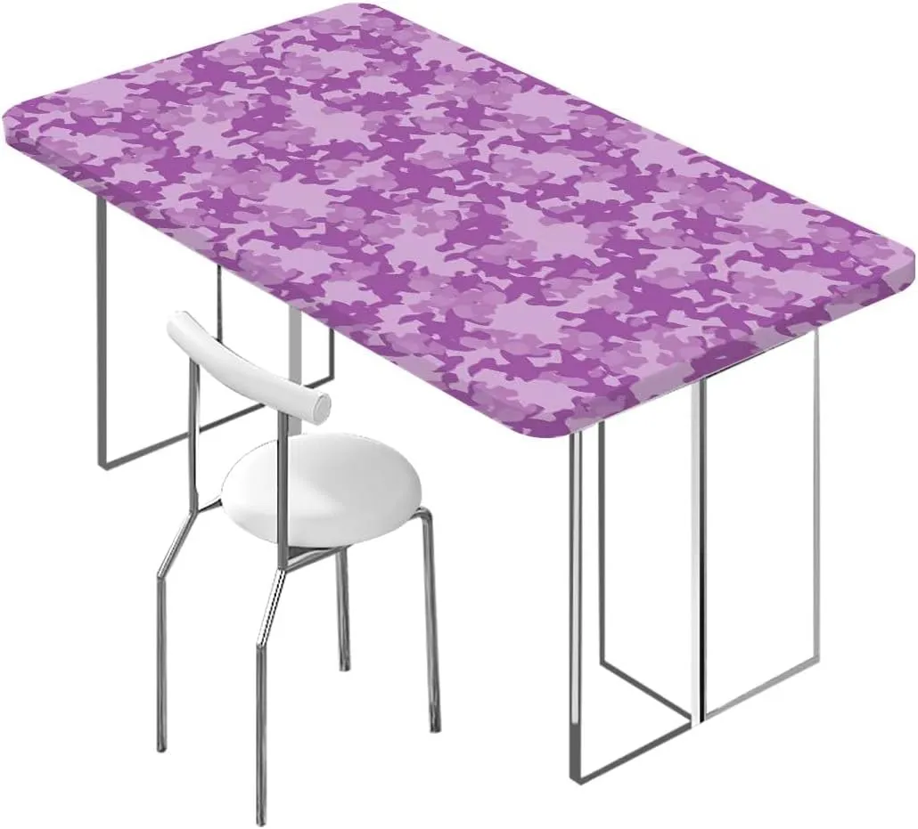 Pink Magenta Hot Pink Grey Folding Table Cover Camo Pattern Rectangle Table Cover for Outdoor Picnic Camping Parties Abstract Texture Fits up 4 Foot Tables