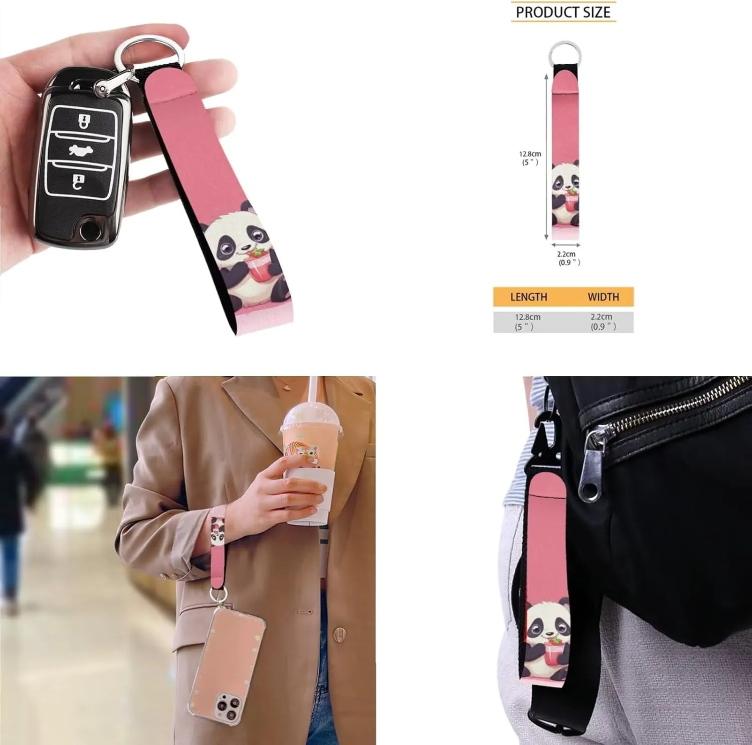 Pink Panda School Backpack for Girls with Lunch Box Keychain and Aesthetic Pencil Case Wear-Resistant Set Combinations Foster An Organized Lifestyle