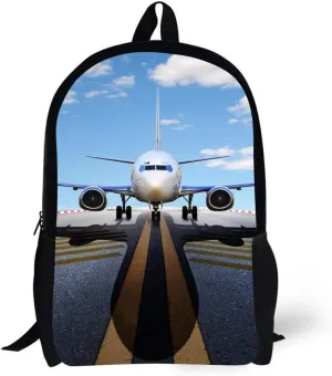 Plane Backpack 17 Inch Student Book Bag for Kids Boys Mens Aircraft Design