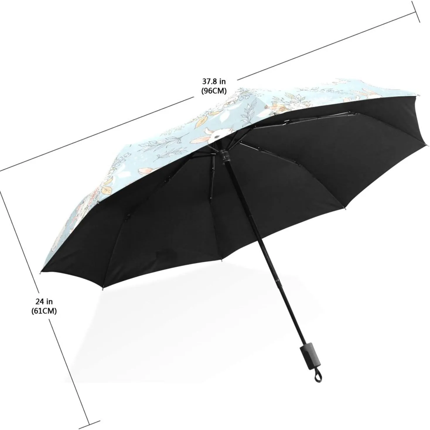 Poeticcity Travel Umbrella, Hand Open Close Windproof Waterproof Folding Umbrella, Black Tape Compact Canopy Strong Anti UV Ray Parasol