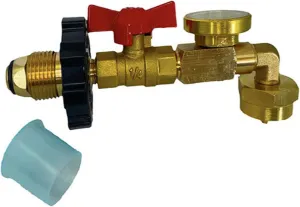 POL Propane Refill Elbow Adapter with Gauge, 90 Degrees Propane Refill Pressure Adapter with ON-Off Control Valve, for Camping Grill 1Lb Bottle Tank