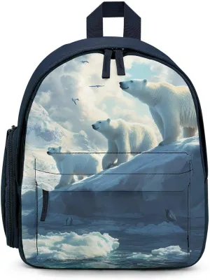 Polar Bears Ice Floes Arctic Ocean Small Travel Laptop Backpack Casual Daypack with Side Pockets for Shopping Work