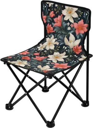 Portable Camping Chairs Flowers Floral Vintage Lightweight Folding Chair for Camping, Beach, Picnic, Travel and Sports with Carry Bag 20851576