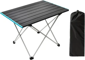 Portable Camping Folding Table, Compact Lightweight Aluminum Picnic Tables, Fold Up Camping Tables with Carry Bag, for Outdoor, Picnic, Cooking, Beach, Hiking, Medium, Black